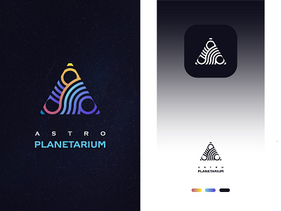 Letter A + Planetarium logo icon, Modern minimal logo design