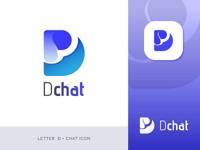 Letter D + Chat Icon Logo Mark brand brand designer brand identity branding gradient icon identity letter mark logo logo design logo icon logo mark logos logotype minimal logo minimal logos modern logo