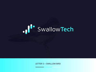 Letter S + Swallow Bird  Modern Minimal Logo Concept