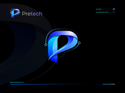 Letter P + Tech Icon Modern Technology Logo