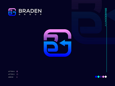 Letter B + G + Arrow Icon Modern Logo Design