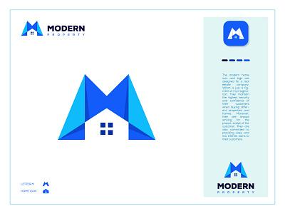 Real Estate Modern Logo, Letter M + Home Icon Modern Logo Icon