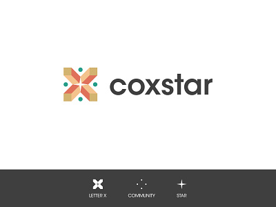 Modern Geometric Community Logo, Letter X + Community + Star.