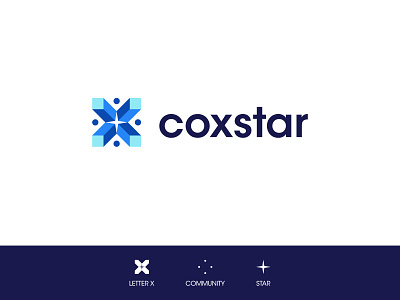 Modern Geometric Community Logo, Letter X + Community + Star