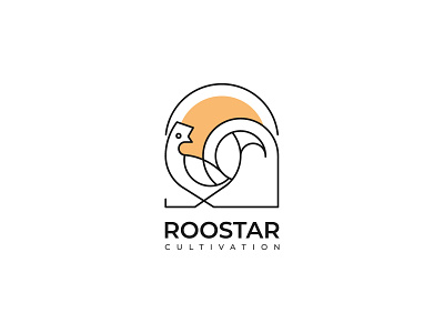Rooster Logo, Modern Minimal Line Art Logo, Line Art