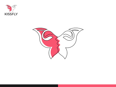 Kissfly Logo Concept, Line Art Logo, Butterfly Logo