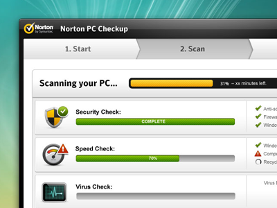 Norton Live Scanning application scan ui