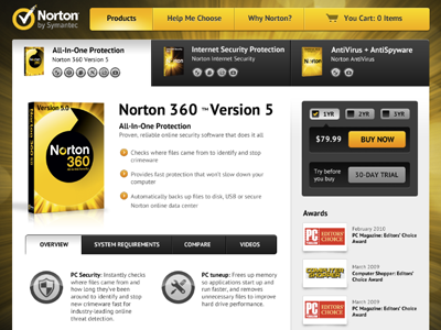 Norton Superstore Product Page navigation product website
