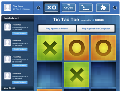 Tic Tac Toe Facebook Game game ui