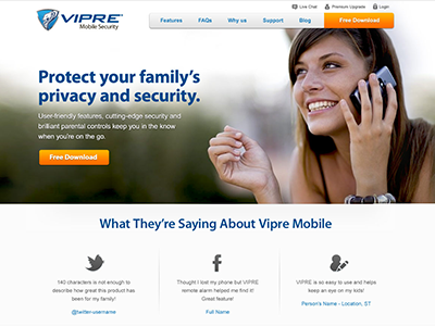 Vipre Mobile Final homepage website