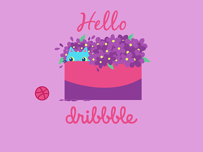 Hello Dribbble cat debut first shot flat design hellodribbble illustration illustrator