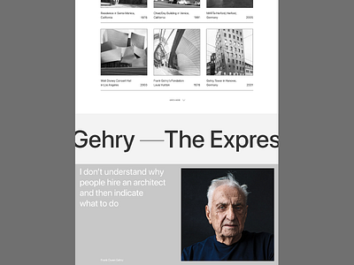 Frank Owen Gehry consept education interface layout minimal mobile typography ui ux website