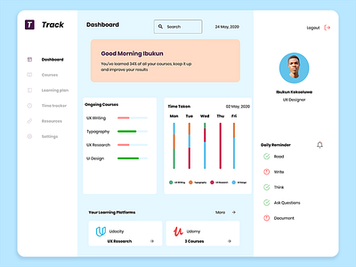 Track Dashboard dashboad dashboard ui design figmadesign tracker tracking app ui design ux