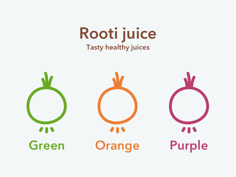 Rooti Juice logo pure brand print juice vegetable healthy flavours logo icon