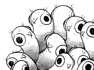 Maggot Pile maggots pen and ink wash