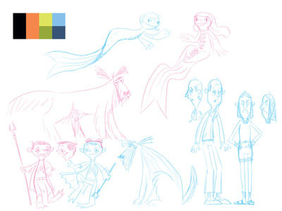 Tentacle characters bident dad dogs mermaids merpeople mom palette scuba trident