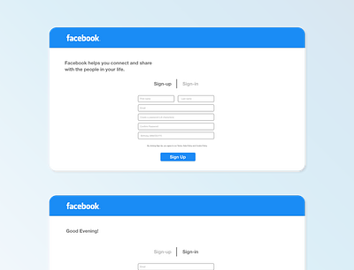 Facebook Sign Up Page dailyui signup page ux uxui website