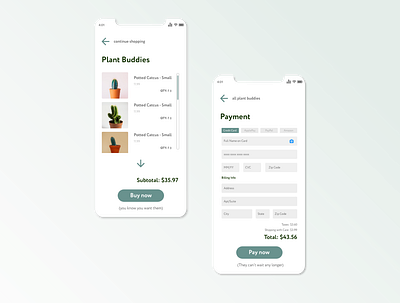 Plant Buddies - Credit Card Payment creditcard dailyui design illustration ux uxui