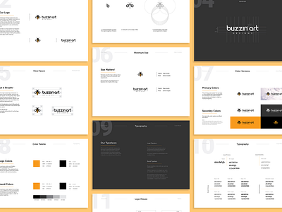 Buzzin Art Brand Guidelines bee logo brand designer brand guideline brand identity branding buzzin art designs buzzin logo guidebook logo designer logo guidelines new zealand