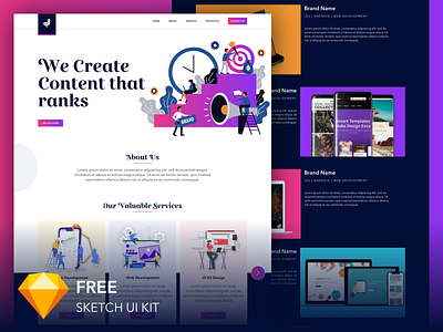 Sketch Freebie - Homepage design for Digital Marketing company