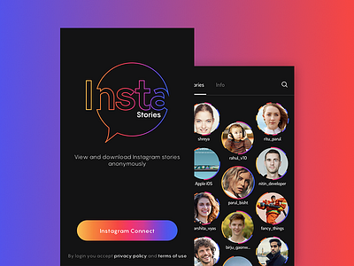 InstaStories app design ios design best app design black app design dark ui grid grid design instagram instastories instastories app mobile app stories app ui design