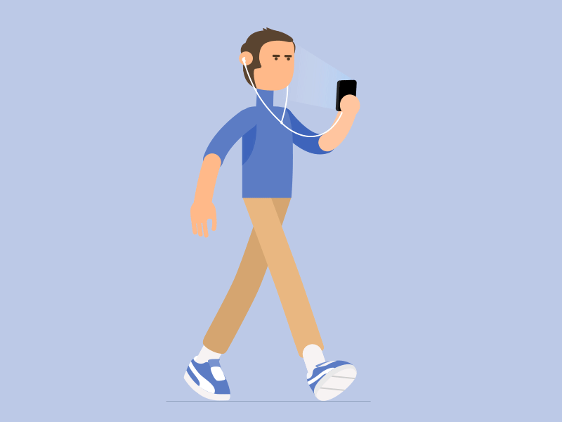 Oh Music! aftereffects animation headphones illustration man music phone walk walk cycle walkcycle walking with