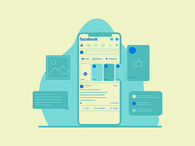 Facebook flat illustration design