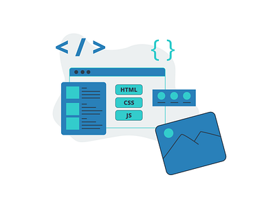 Web development flat illustration design