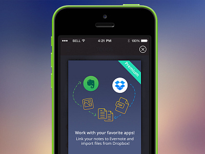Sellf 2.1 - Popup apple business crm document dropbox evernote ios7 mobile app popup professional sales
