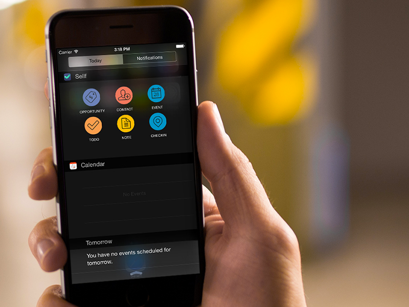 Sellf widget on iOS8 business crm apple mockup widget ios8 notification app ui ux iphone6 iphone