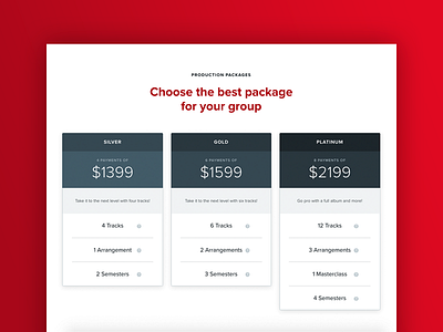 The Vocal Company Pricing Table chart e commerce pricing table ux web design
