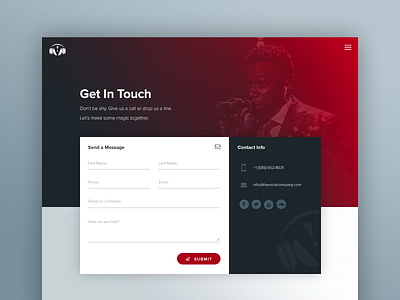 The Vocal Company Contact Page contact form material design page ux web design