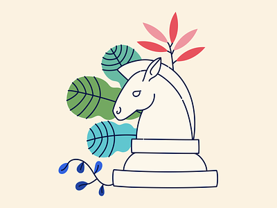 Rook Illustration chess illustration illustrator leaf leaves linework marketing strategy minimal plants tropical