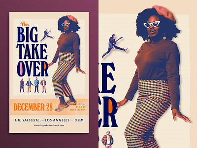 The Big Takeover Tour Poster - 50ft Woman 1960s 1970s band poster gig halftone music poster reggae retro ska texture tour typography vintage