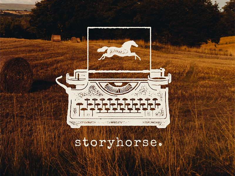Storyhorse Documentary Theater Logo vintage distressed grunge theater typewriter horse branding logo