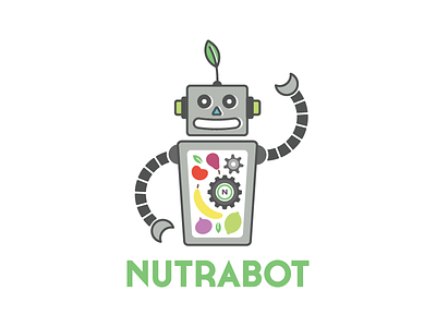 Nutrabot Logo atomic branding fruits gears healthy logo nutrition robot vegetables