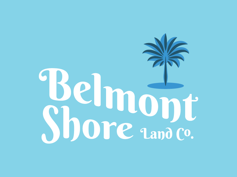 Belmont Shore Land Co. Logo real estate property management boardwalk vintage tree palm branding logo