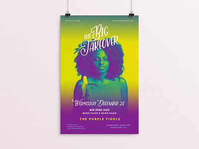 The Big Takeover Gig Poster art direction banana band big takeover gig pop poster reggae silly girl surreal tour