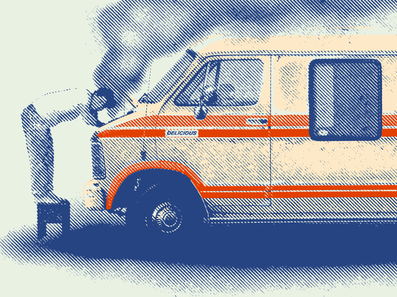 The Big Takeover On Tour - Detail merch big takeover reggae ska 1960s 1980s 1970s smoke van texture halftone typography vintage gig tour band