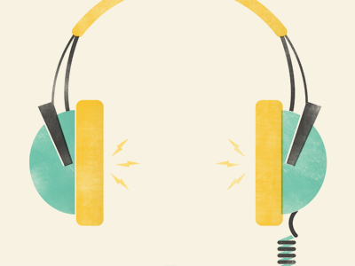 Headphones V2 illustration poster screenprint