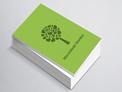 Business card "Marmalade Garden" business card card design garden green hearts tree