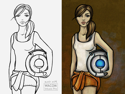 Chell (Portal Fan Art) character chell fan art girl illustration portal sketch whitley woman