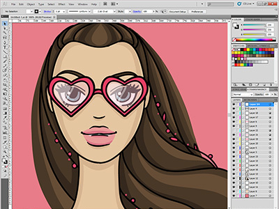Lovely eyes character eyes fashion girl heart illustration love pink screen sunglasses wip woman