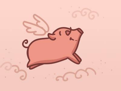 Pig's dream animal character dream fly fun illustration pig pink vector