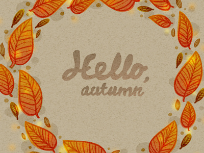 Autumn card autumn beige card fall illustration leaves orange vector