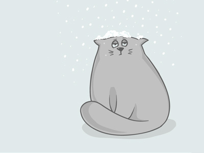 Winter melancholy cat art cat character illustration sadness snow vector winter