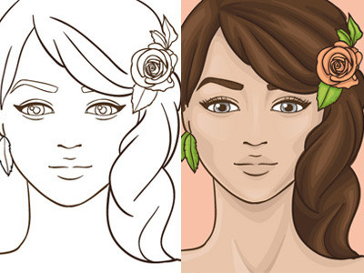 Rose Girl art beauty character face female girl illustration rose vector woman