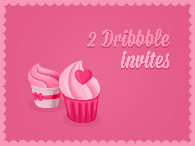 Sweet Dribbble Invite cake dribbble flat food illustration invite pink