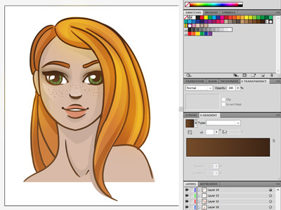 Redhairl girl art beauty character face female girl illustration orange redhair vector woman