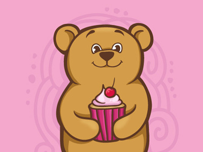 Bear and cake bear cake character cherry illustration sweet vector